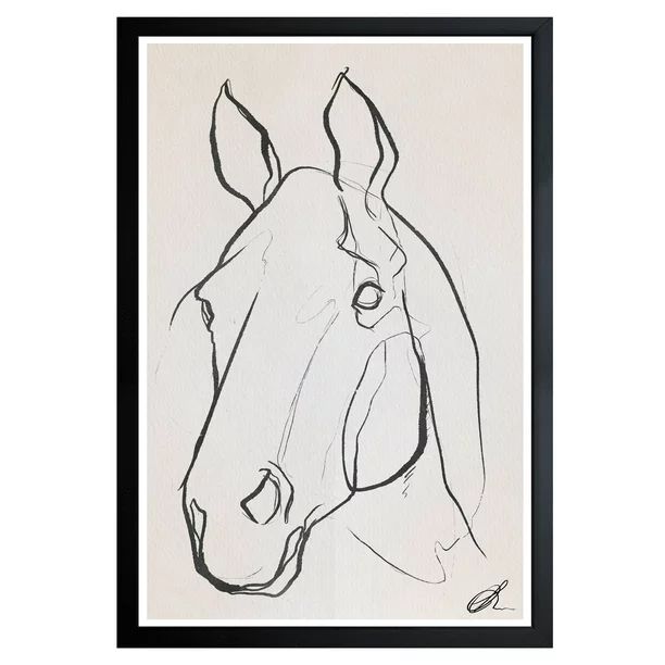 Wynwood Studio 'Stallion Sketch III' Animals Framed Wall Art Print - Black, White | Walmart (US)