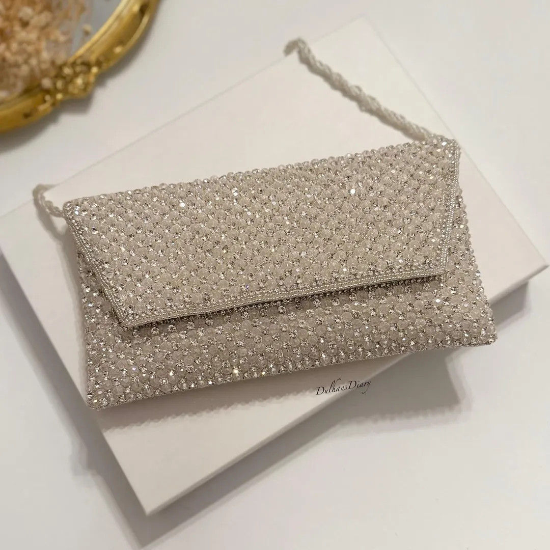 Silver Bridal Clucth Beaded Wedding Day Clutch Evening Bag Brides Gift Bridesmaids Gift Gift for ... | Etsy (US)