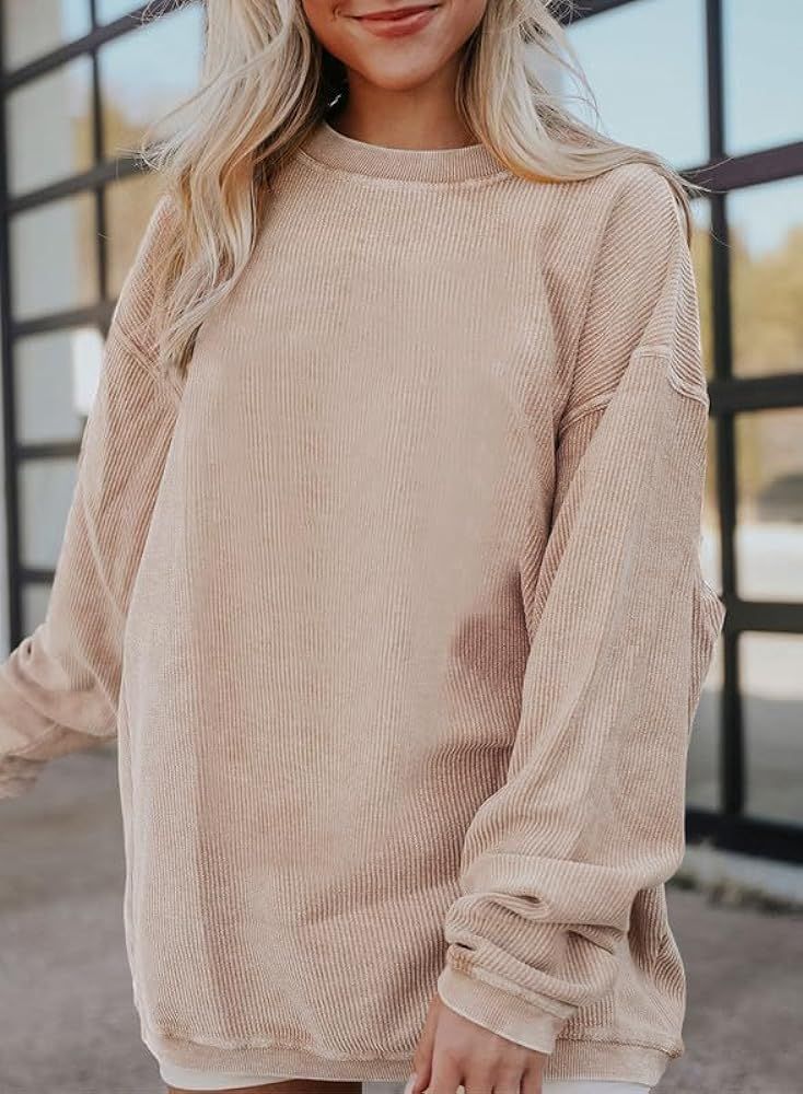 SHEWIN Oversized Sweatshirts for Women Loose Fit Casual Crewneck Sweatshirts Long Sleeve Pullover Tops | Amazon (US)