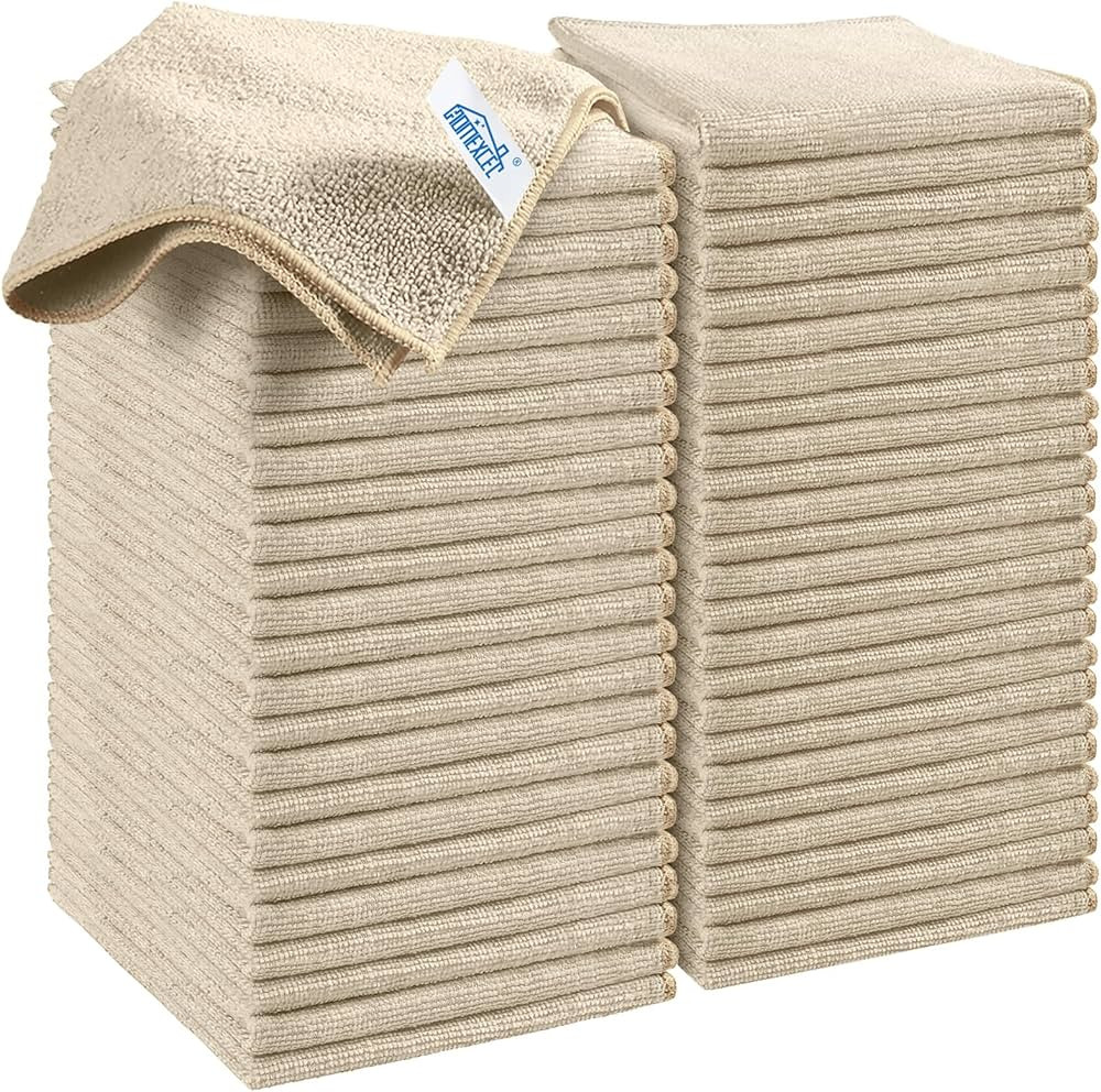 HOMEXCEL Brown Microfiber Cleaning Cloth, 50 Pack Cleaning Towels for Kitchen, Lint Free, Scratch... | Amazon (US)