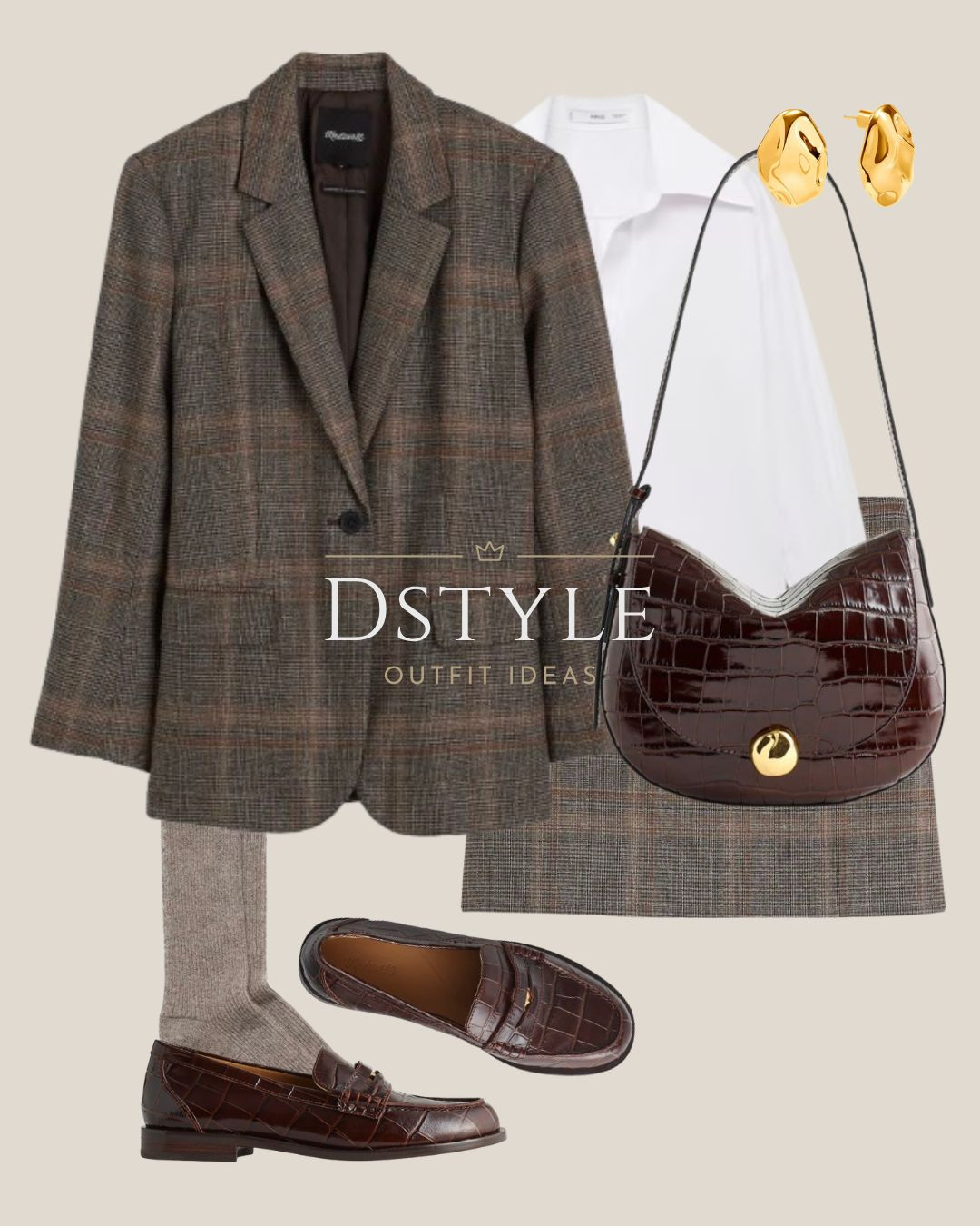 Plaid perfection with this classic tailored look featuring a versatile plaid blazer and matching miniskirt. Paired with a crisp white shirt and chic croc-embossed loafers, it's giving all the preppy vibes with a sophisticated twist. The structured shoulder bag and chunky gold earrings complete this polished aesthetic.
Tap to shop this full fall uniform – perfect for the office, meetings, or a stylish weekend outing. 

 

#LTKStyleTip #LTKWorkwear #LTKShoeCrush