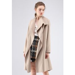 Free Myself Open Front Wool-Blend Coat in Sand | Chicwish