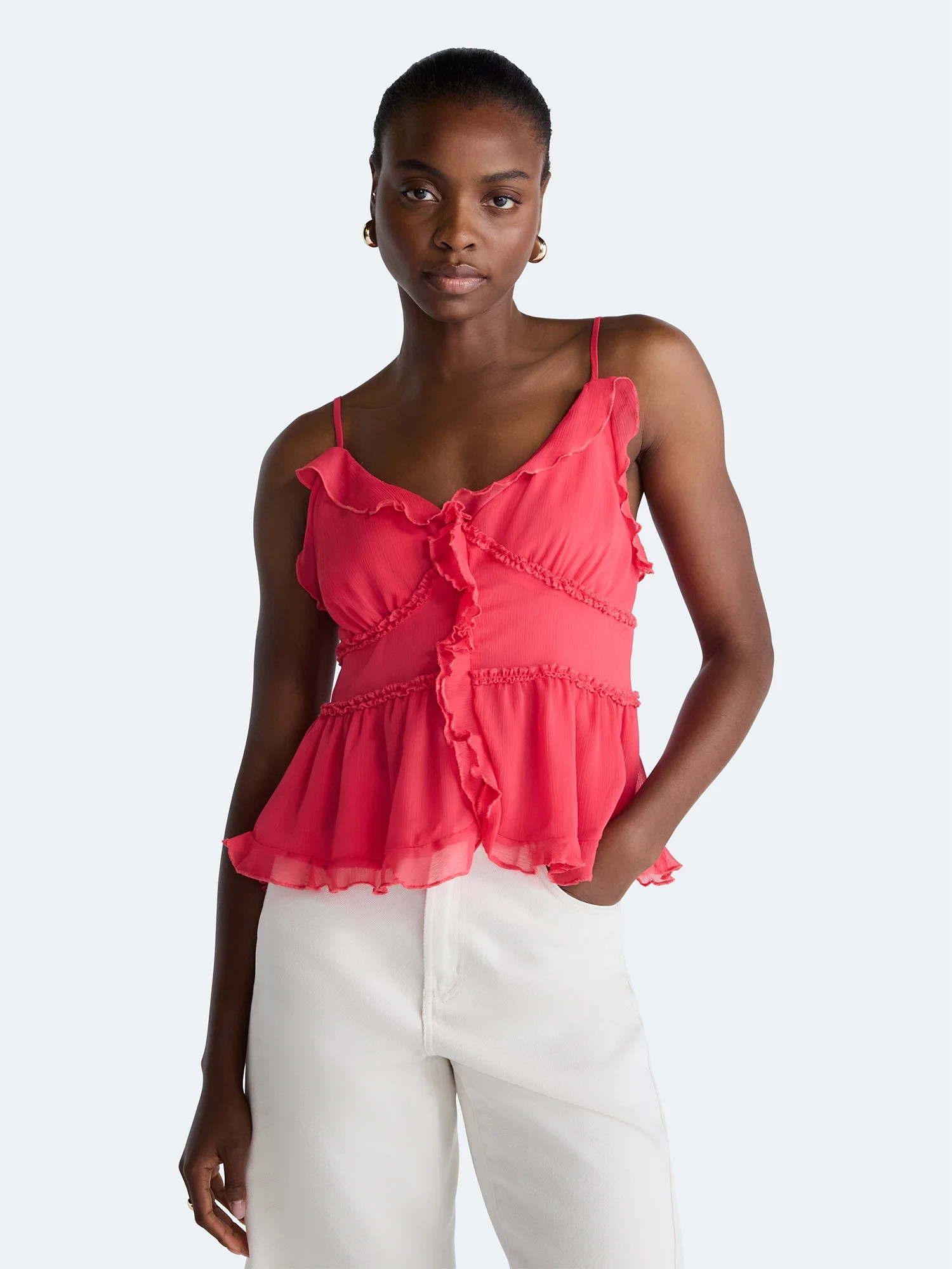 Scoop Women's and Women's Plus Ruffle Camisole Tank Top, Sizes XS-4X | Walmart (US)
