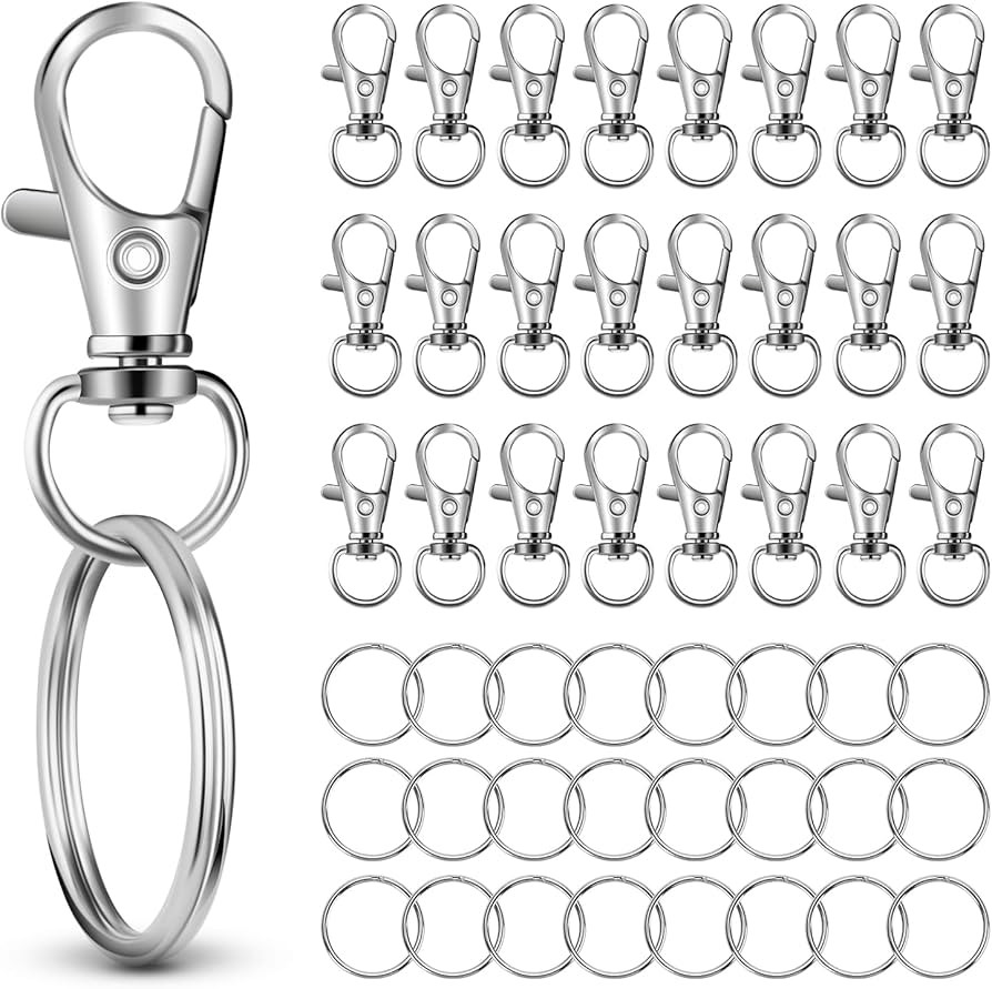 50 PCS in 25 Sets, Metal Swivel Lobster Claw Clasps, Keychain Clip with Large Key Ring, Premium K... | Amazon (US)