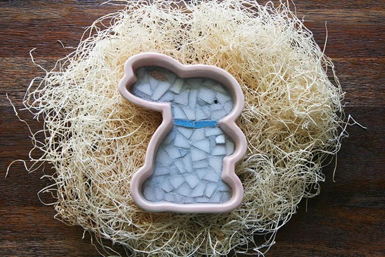 Pink Easter Bunny Ramekin Easter Candy Dish Spring Decorative Object Stained Glass Mosaic Striped... | Etsy (US)