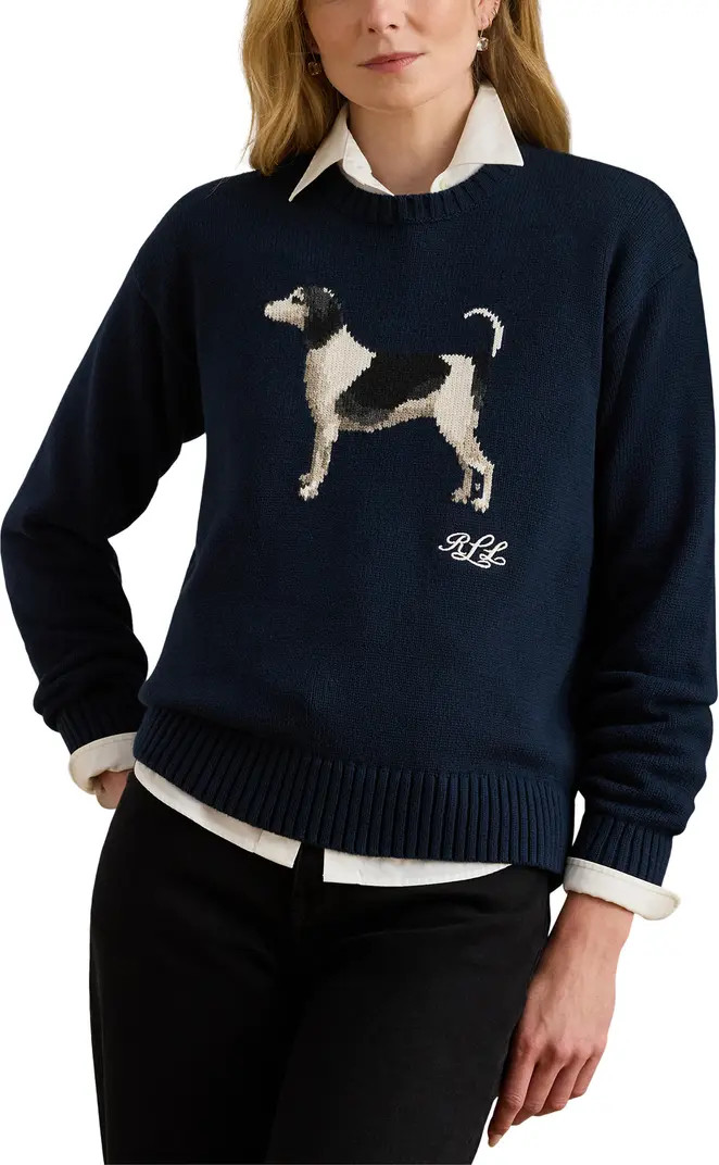 Intarsia Beagle Cotton Sweater | Nordstrom