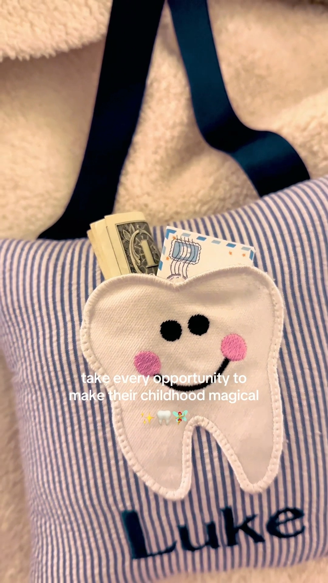 ✨ making the tooth fairy extra magical 🧚‍♀️💌 this sweet pocket pillow hangs right on their door so she doesn’t have to sneak under the pillow, and it’s perfect for holding their tooth + a little surprise 💵🦷
#toothfairyideas #kidsroomdecor #ltkhome #ltkkids #momlife #kidsgifts #toothfairypillow #ltkfinds

#LTKFamily #LTKKids
