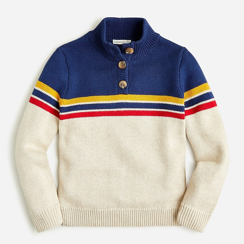 Kids' button-collar cotton sweater in colorblock | J. Crew US