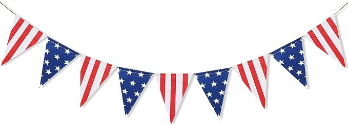 American Stars and Stripes Flag Bunting Garland USA Triangle Banner Patriotic Party Decoration fo... | Amazon (US)