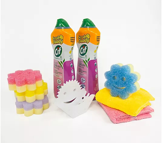 Scrub Daddy 9-pc Set w/ (2) 31.7 oz CIF Cleansers & Accessories - QVC.com | QVC