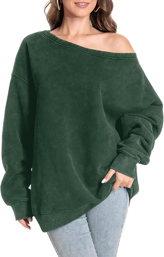 Hatant Womens Off the Shoulder Sweatshirts Oversized One Shoulder Sweatshirts for Women Fashion H... | Amazon (US)