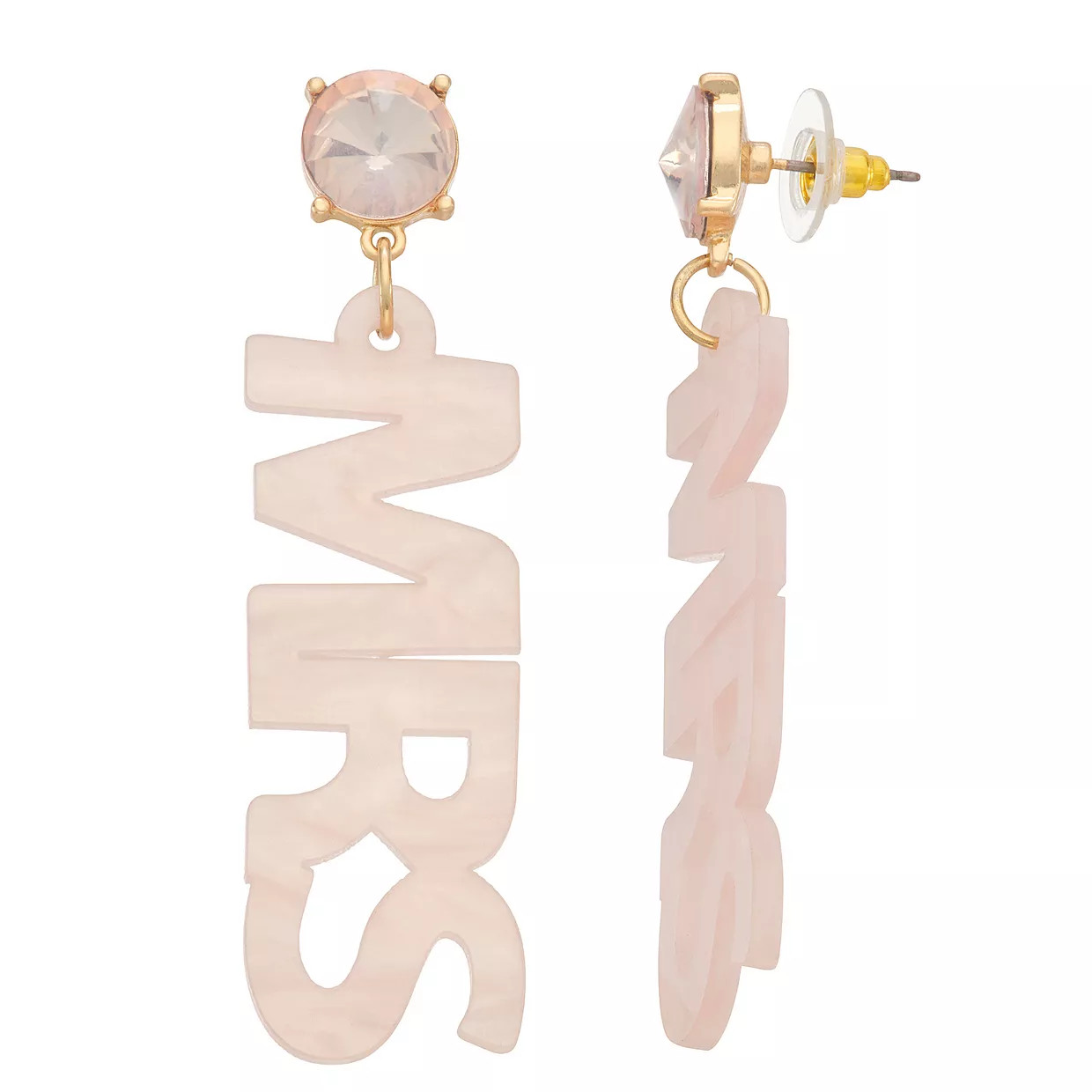 Celebrate Together™ Gold Tone Crystal Blush Resin Mrs. Drop Earrings | Kohl's