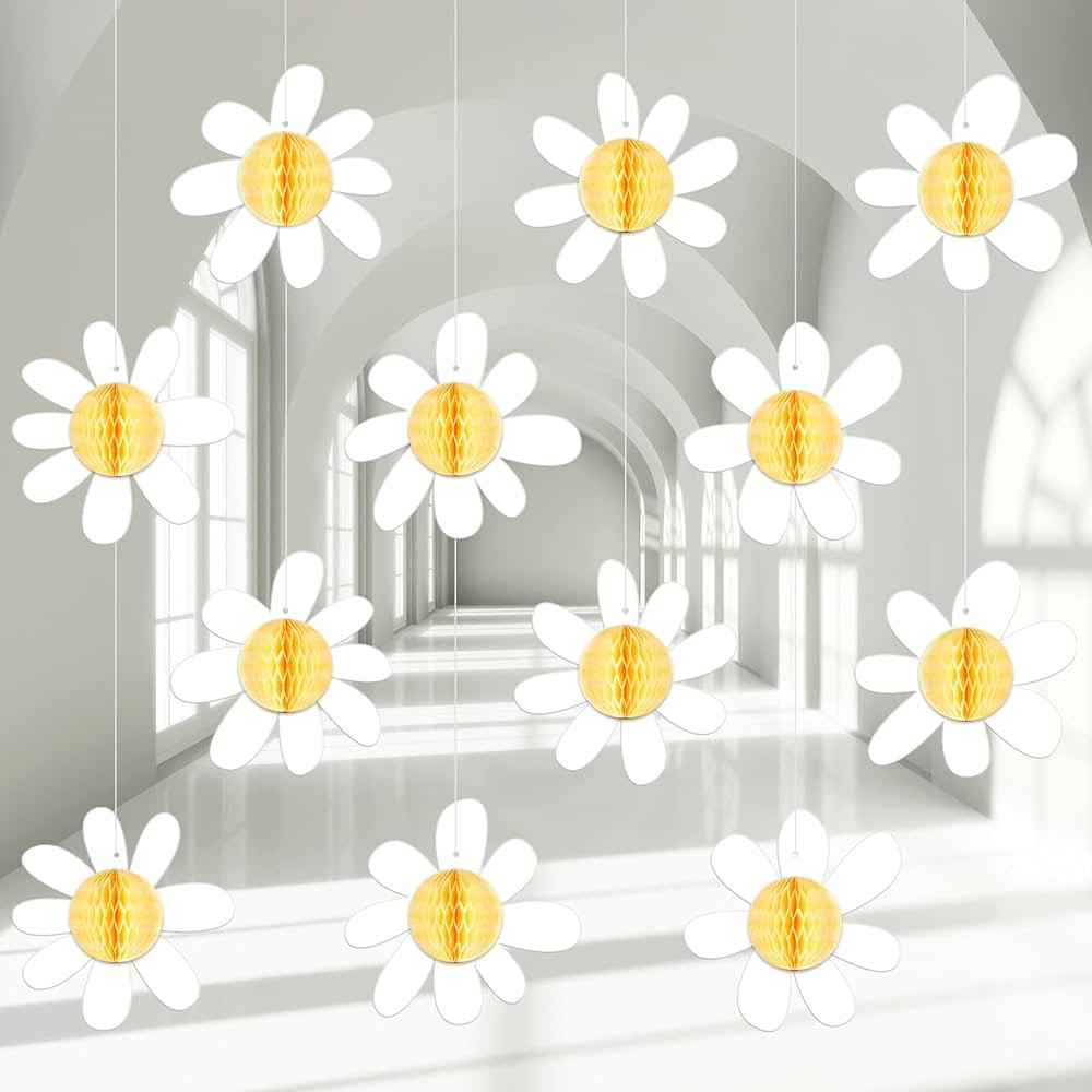 Poen 12 Pcs Daisy Groovy Boho Hanging Party Decorations Daisy Birthday Party Decorations Summer R... | Amazon (US)
