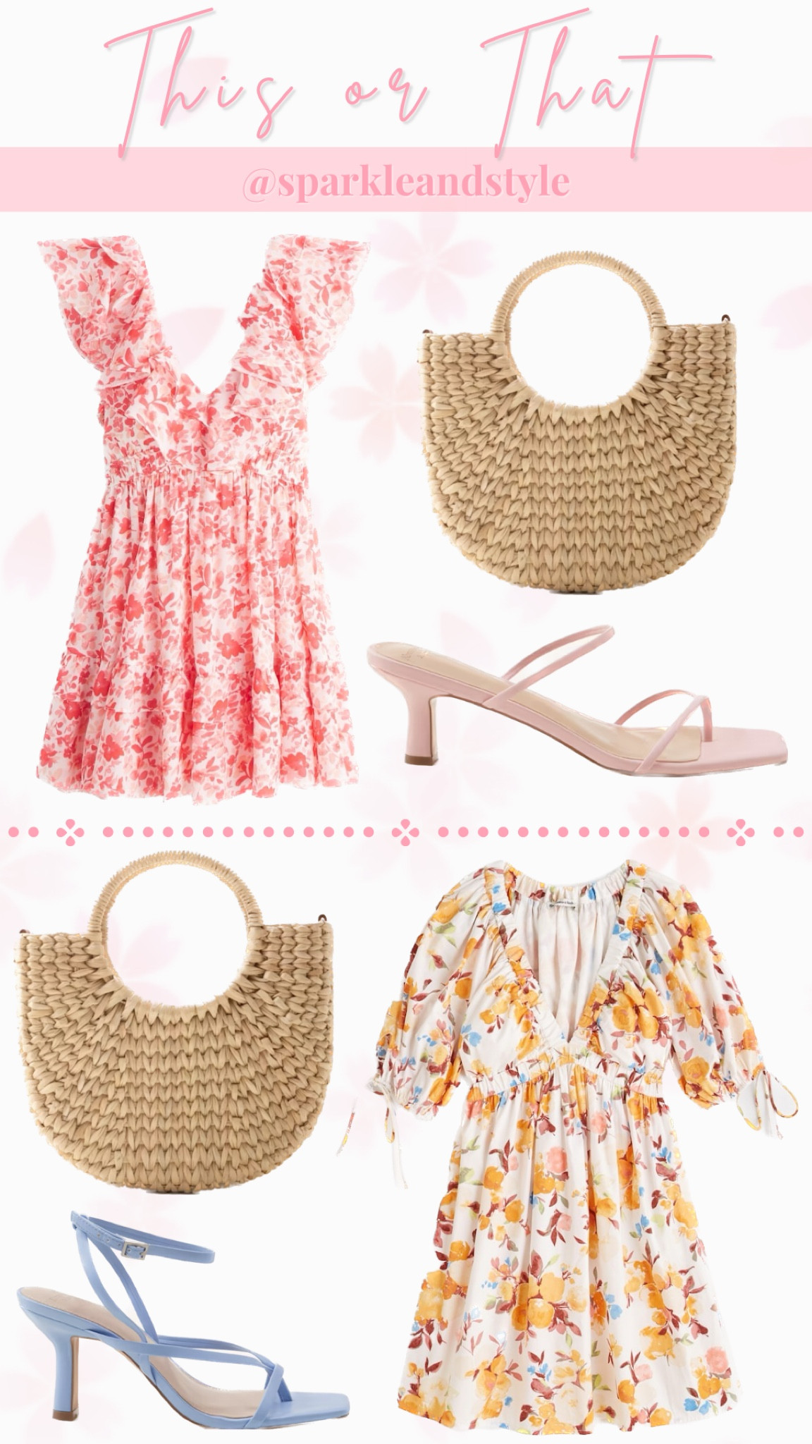 This Or That: Spring Outfits

💗 Pink Floral Dress, Straw Bag, Pink Strappy Heels 
🧡 Orange Floral Dress, Straw Bag, Blue Strappy Heels

Everything’s 25% off with the LTK Spring Sale! 

#LTKsalealert #LTKFind #LTKSale