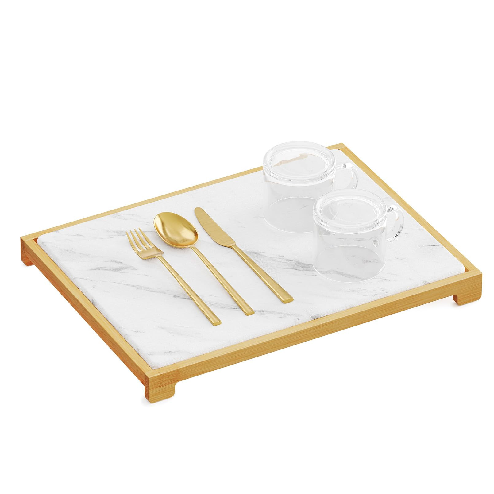 SpaceAid Bamboo Rack Dish Pad, Instant Dry Diatomaceous Earth Mat for Kitchen Counter, Stone Dish... | Amazon (US)