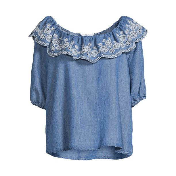 Time And Tru Women's Embroidered Top - Walmart.com | Walmart (US)
