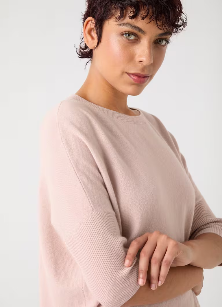 Mara Pink Wool Blend Knitted Drop Sleeve T-Shirt | L.K. Bennett (UK)