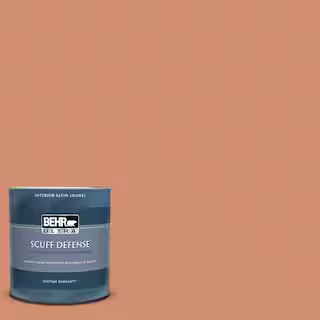 BEHR ULTRA 1 qt. #M200-5 Terra Cotta Clay Extra Durable Satin Enamel Interior Paint & Primer-7754... | The Home Depot