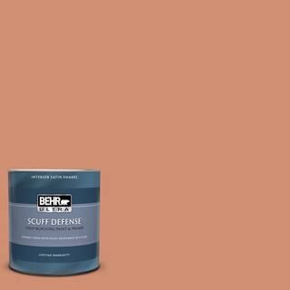 BEHR ULTRA 1 qt. #M200-5 Terra Cotta Clay Extra Durable Satin Enamel Interior Paint & Primer-7754... | The Home Depot