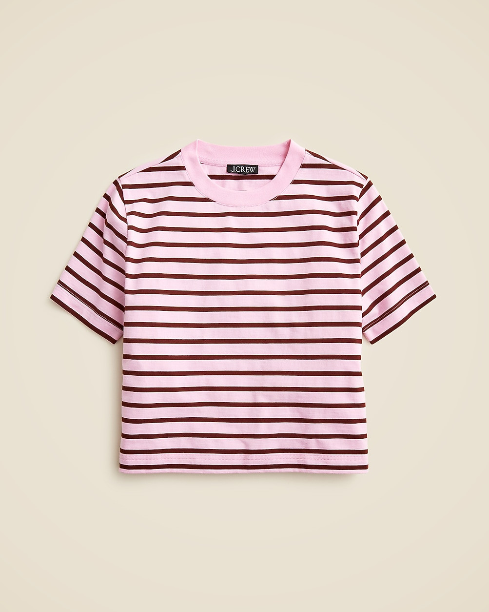 Relaxed premium-weight cropped T-shirt in stripe | J. Crew US