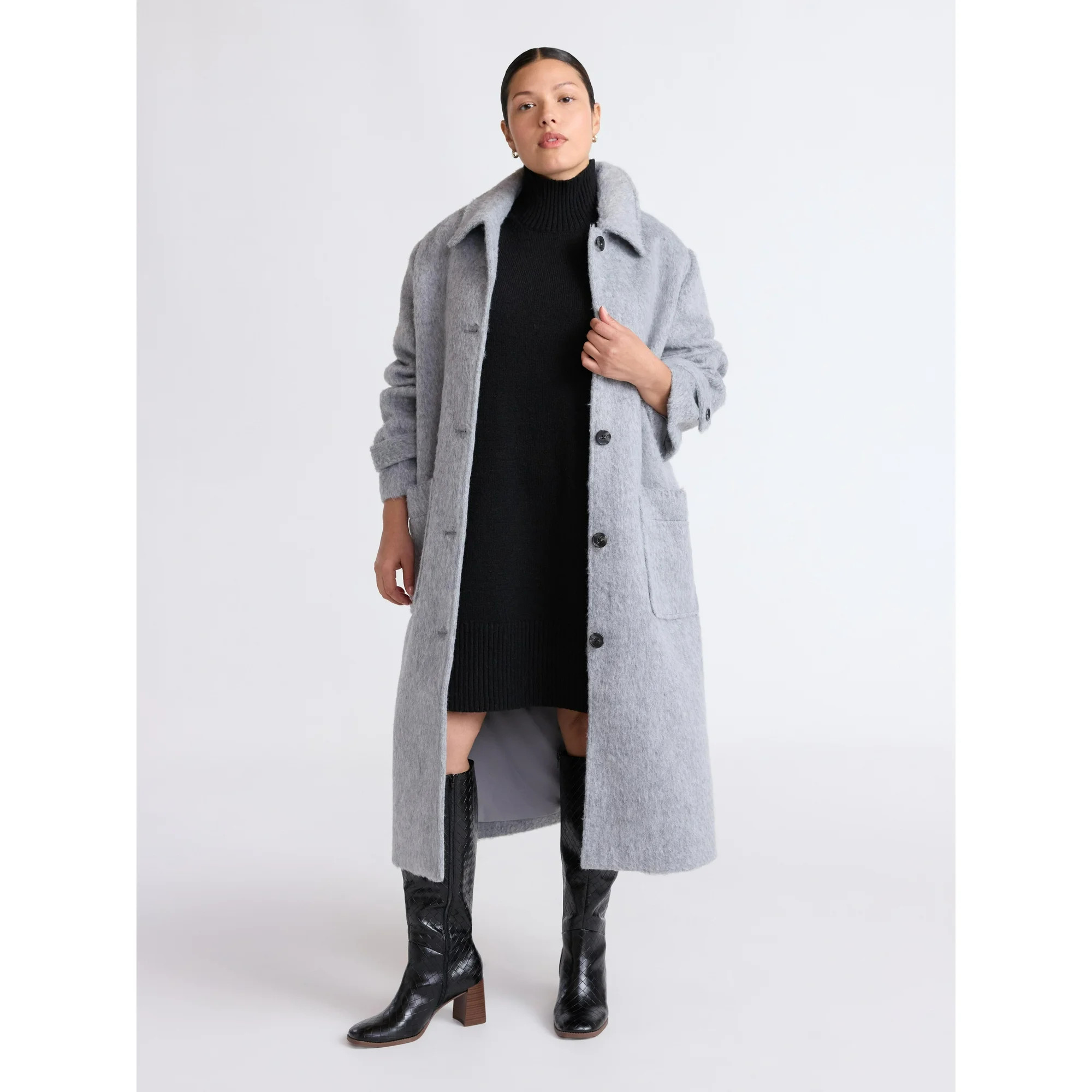 Free Assembly Women's and Women's Plus Long Wool Blend Coat, Sizes XS-4X - Walmart.com | Walmart (US)