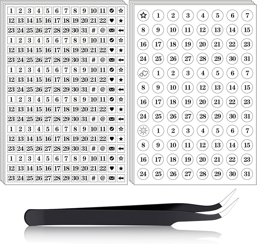 12 Sheets Planner Essentials Clear Number Stickers Includes 4 Sheets Small Square Clear Number St... | Amazon (US)