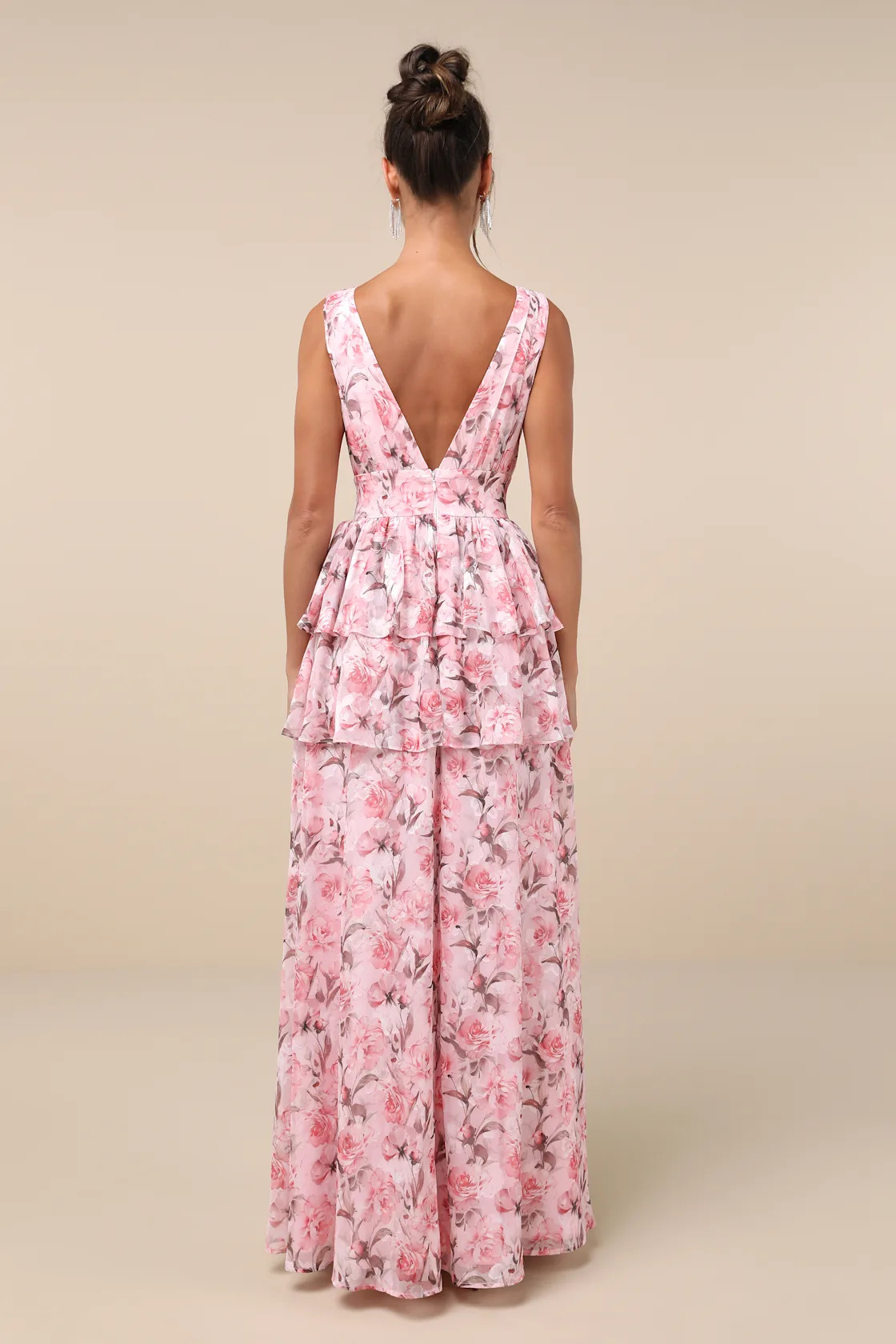 Graceful Approach Blush Pink Floral Jacquard Tiered Maxi Dress | Lulus