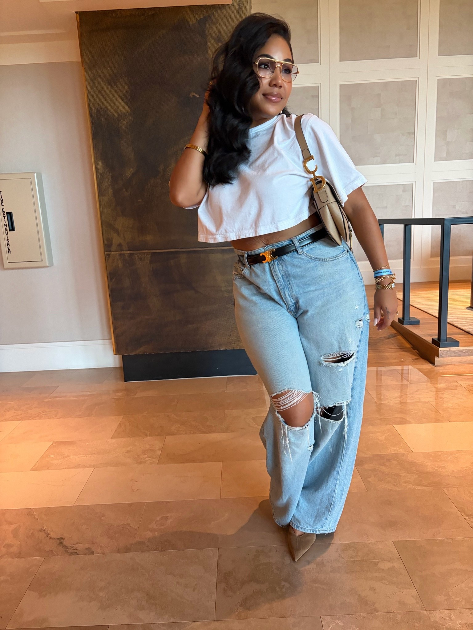 When the first outfit is cute but not conference-day practical 😂 Back to my tried-and-true Zara jeans with a simple crop top, statement earrings, sunnies, the same pointed-toe mules and Dior saddle bag. Proof that my favorite jeans will always save the day.#LTKStyle #ZaraStyle #CasualChic #OOTD

#LTKCon