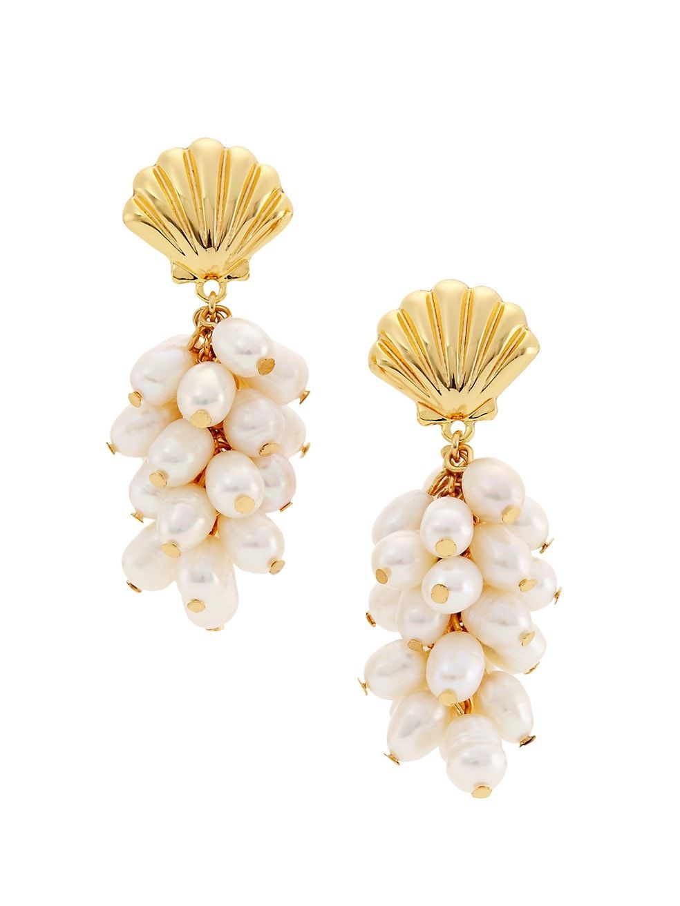 Gold-Plate & Pearl Cluster Drop Earrings | Saks Fifth Avenue
