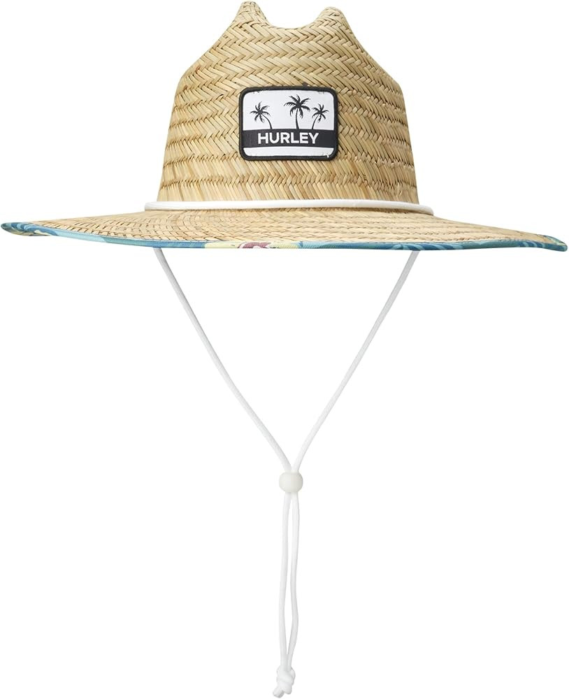 Hurley Women's Straw Hat - Capri Medium Brim Real Straw Lifeguard Sun Hat with Chin Strap, Size O... | Amazon (US)
