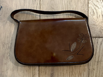 PRADA Authentic Women Shoulder Bag One Strap Brushed Leather Flower Patch Brown  | eBay | eBay US