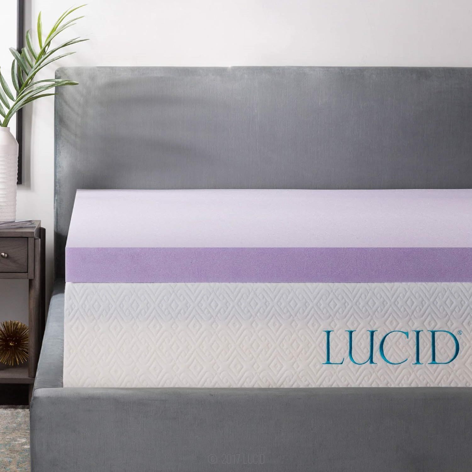 LUCID 3 Inch Lavender Infused Memory Foam Mattress Topper - Ventilated Design - Full Size | Amazon (US)