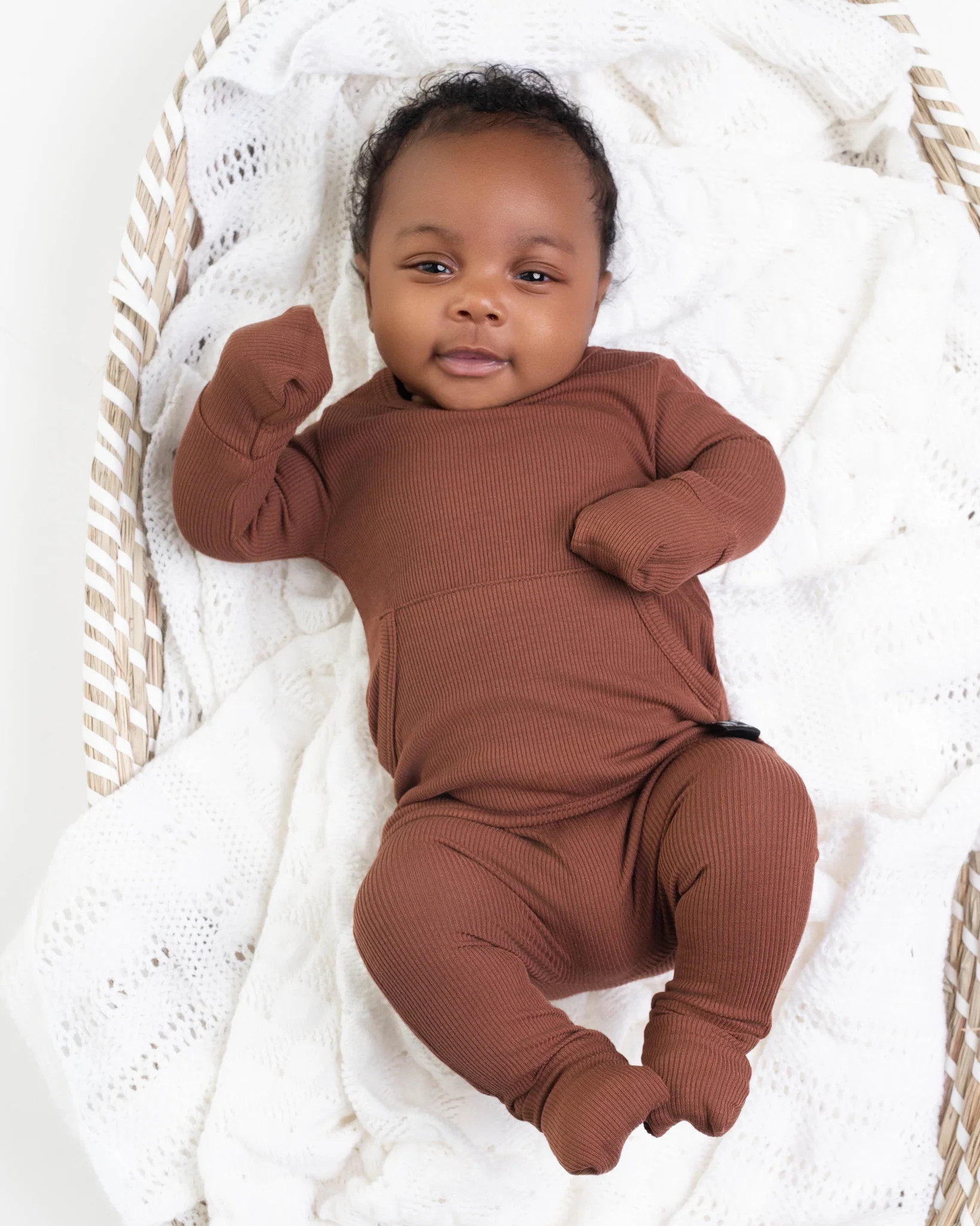 Front Opening Romper in Ribbed Milk Chocolate | Ready Set Romper ®