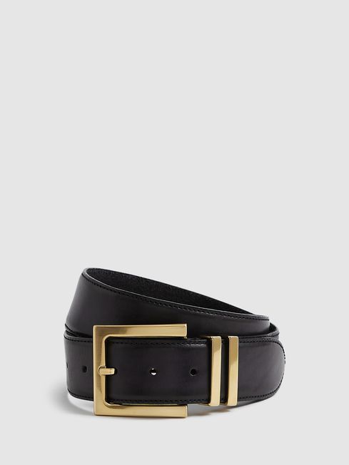 Reiss Black Brompton Leather Belt | Reiss UK