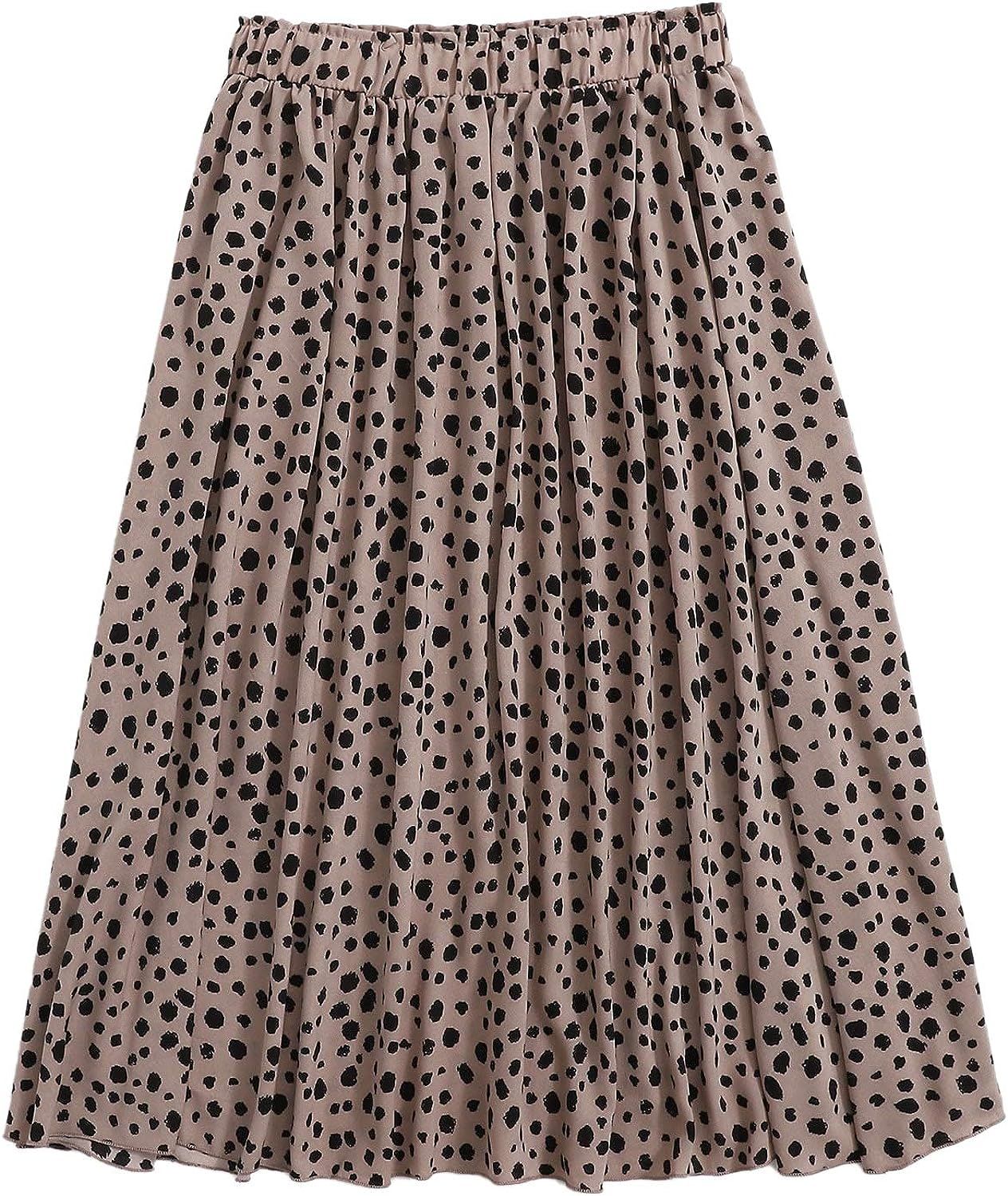 Milumia Women's Vintage Dalmatian Print A Line High Waist Flare Flowy Midi Skirts | Amazon (US)