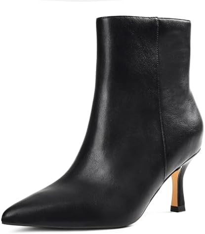 Elisabet Tang Women's Pointed Toe Booties 3 inches Heels Ankle Boots with Side Zipper Dressy Comf... | Amazon (US)