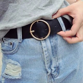 INKLEE - Round Buckle Faux Leather Belt | YesStyle | YesStyle Global