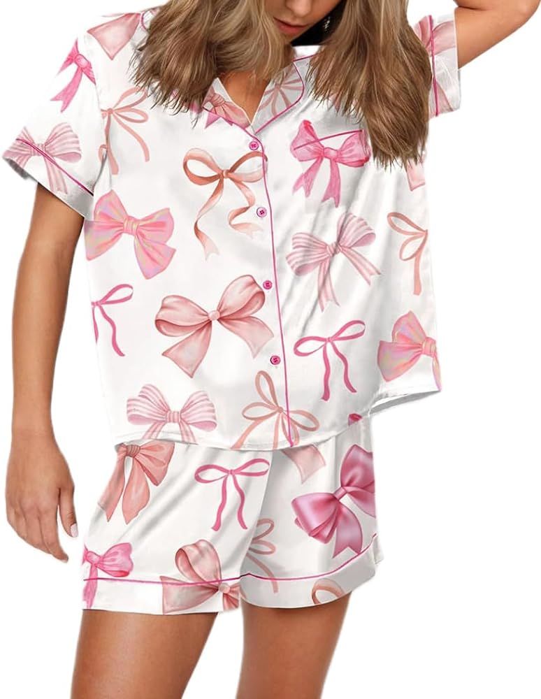 Womens Easter Monkey Preppy Pajamas Set Y2k 2 Piece Pjs Shorts Set Cute Short Sleeve Matching Pj ... | Amazon (US)