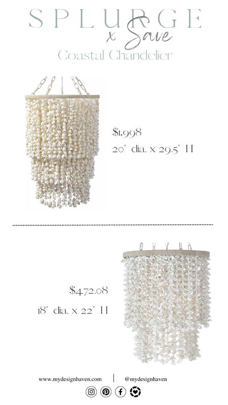 Elevate your coastal decor with a statement piece that captures the essence of the sea. Introducing the exquisite three-tier seashell coastal chandelier, a dazzling masterpiece that will transform any space into a beachside paradise. Crafted with meticulous attention to detail, this chandelier boasts layers of delicate seashells cascading gracefully, creating a captivating focal point that radiates elegance. However, are you willing to ✨Splurge or Save✨? The call is yours! 

#LTKFind #LTKsalealert #LTKhome