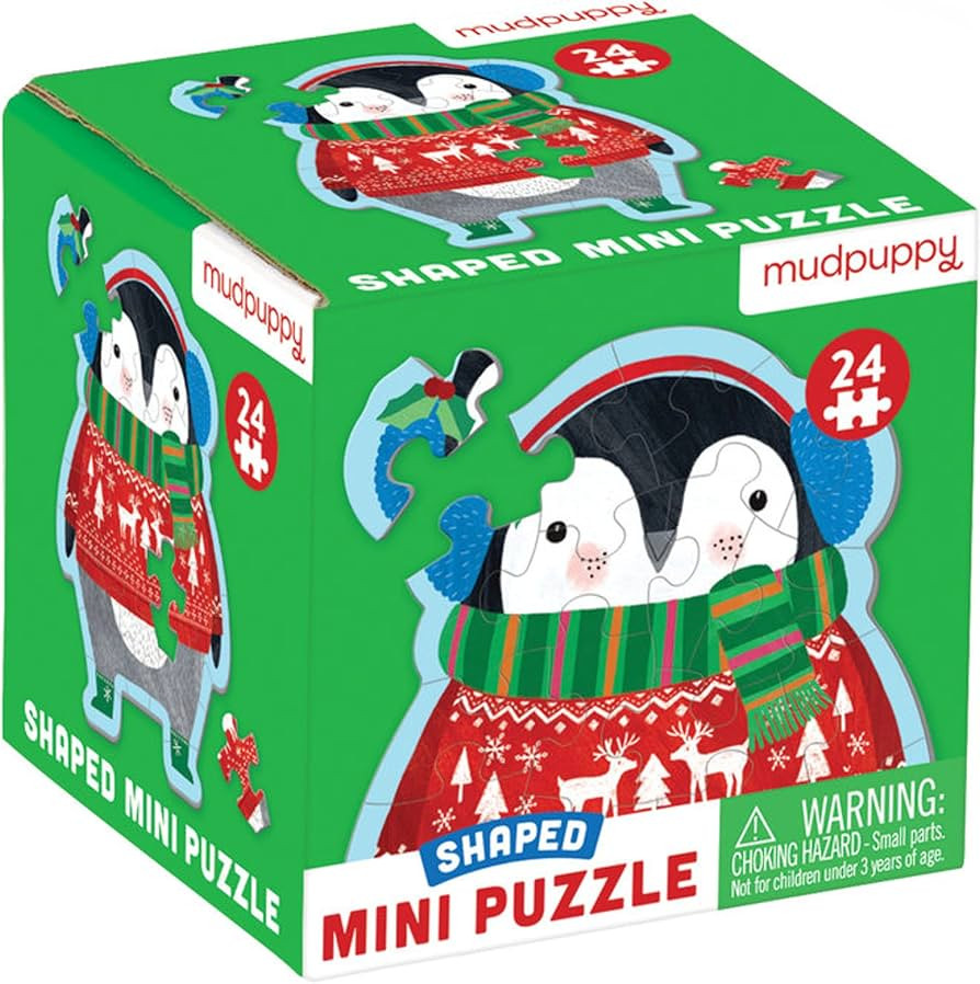 Mudpuppy Winter Penguin Shaped Mini Puzzle, 24 Pieces, 6” x 6” - Die-Cut Jigsaw Puzzle Featur... | Amazon (US)
