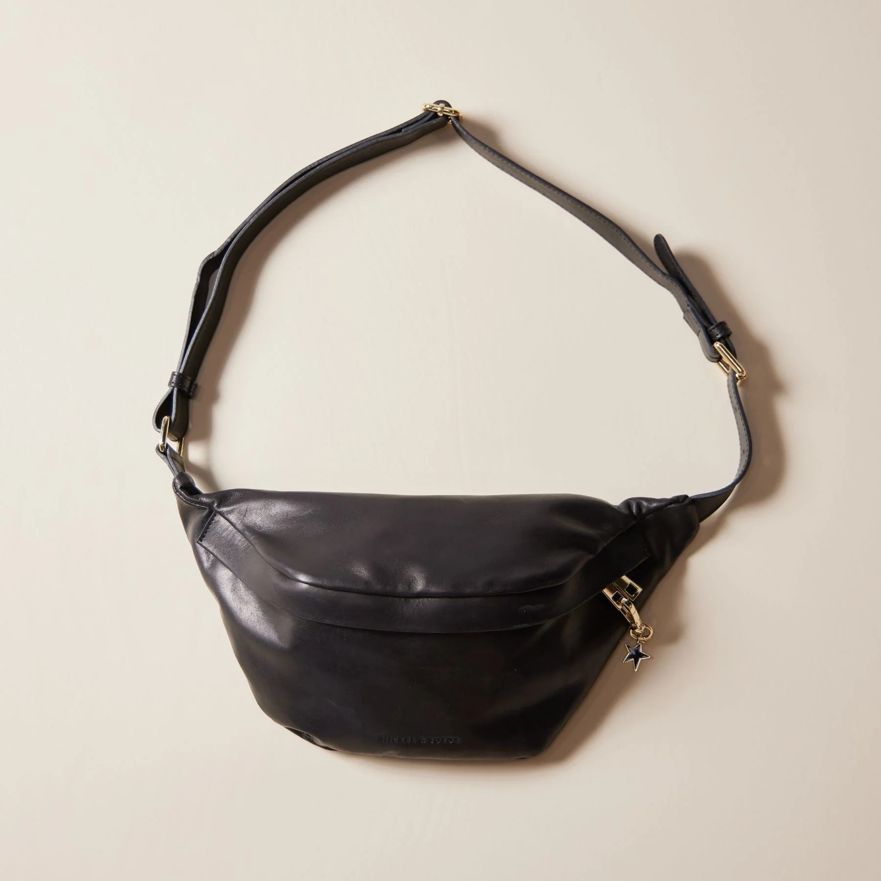 Verona Belt Bag in Black | Nickel and Suede
