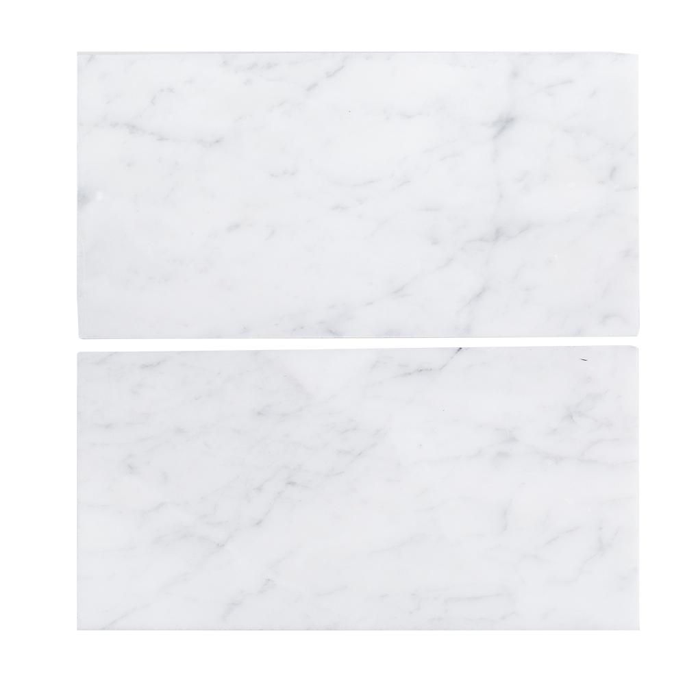 Italian White Carrara 6 in. x 12 in. Honed Marble Floor and Wall Tile (1 sq. ft. / pack) | The Home Depot