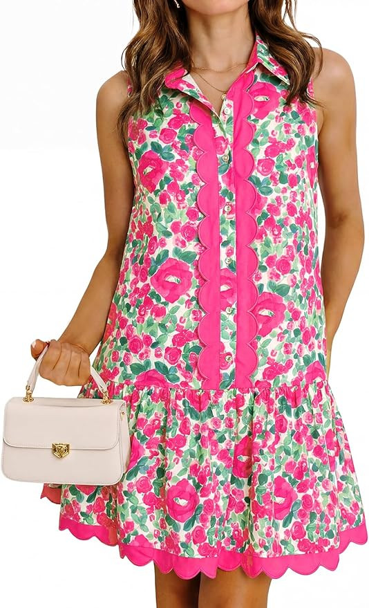 Cicy Bell Womens Floral Mini Dress Summer Casual V Neck Sleeveless Boho Dresses Ruffle Beach Vaca... | Amazon (US)