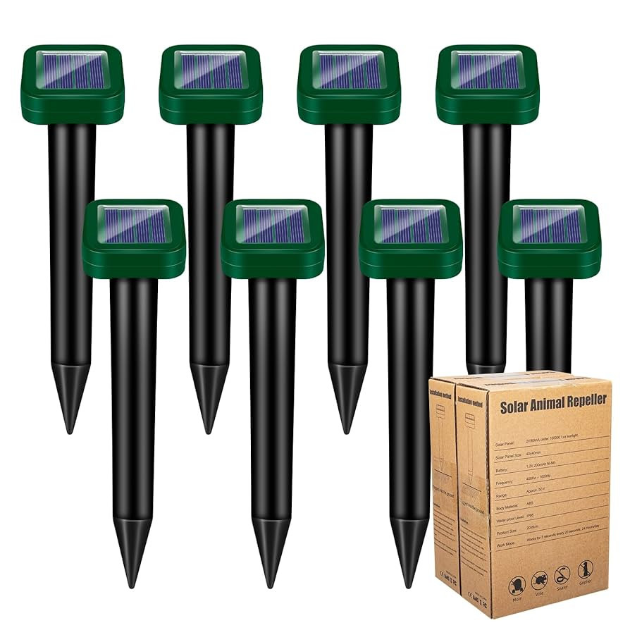 8Pack Mole Repellent Solar Powered, Waterproof Ultrasonic Mole Repellent Stakes Outdoor to Deterr... | Amazon (US)