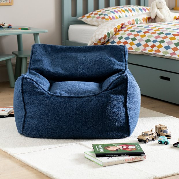 Buy Kaikoo Kids Single Chair Boucle Bean Bag - Blue | Bean bags | Argos | argos.co.uk