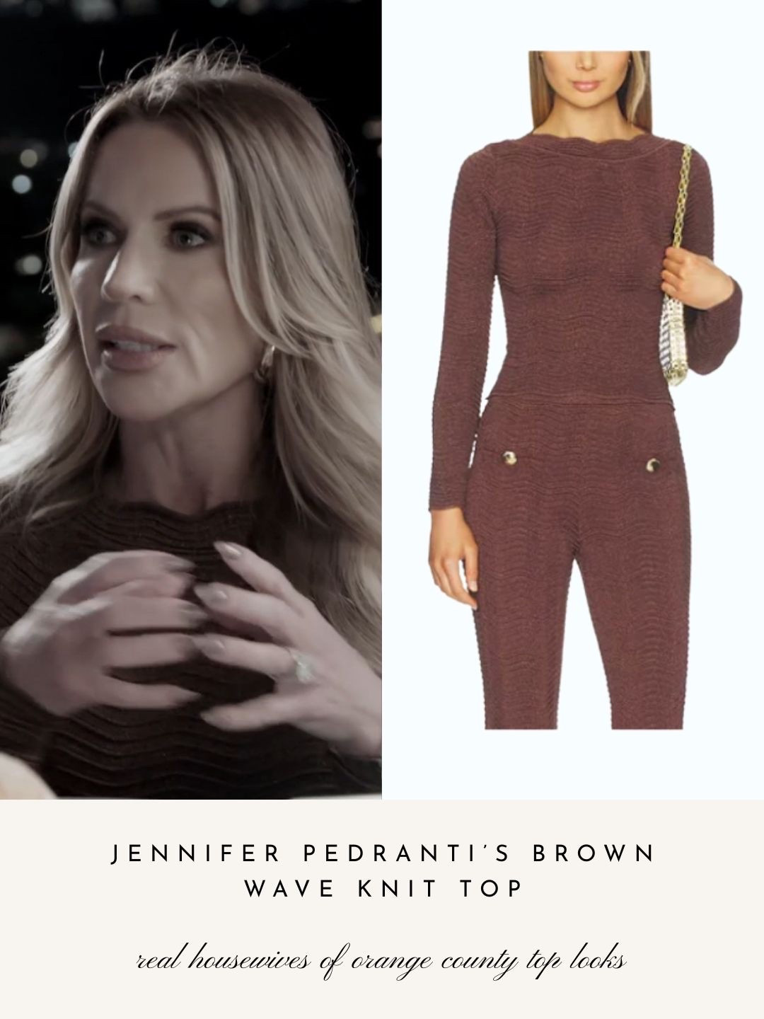 Jennifer Pedranti’s Brown Wave Knit Top