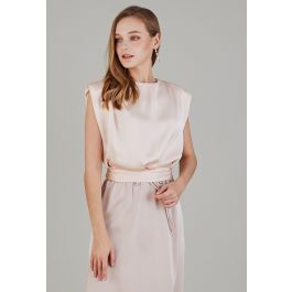 Top sin mangas de satén con lazo en la espalda en rosa | Chicwish