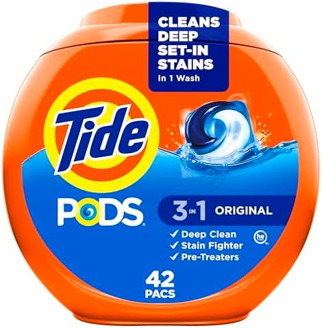 Tide PODS laundry detergent pacs, 3-in-1 Stain Remover, Odor Fighter, Color Protector, 42 Count, ... | Amazon (US)