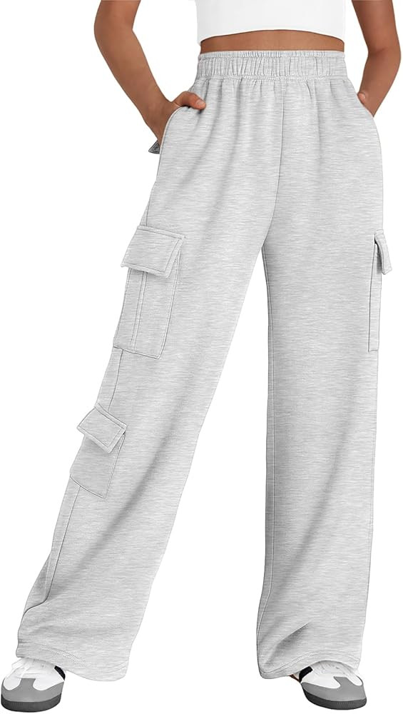 AUTOMET Womens Cargo Sweatpants Wide Leg Fleece Lined Y2k Pants Fall Winter Baggy Joggers with Po... | Amazon (US)