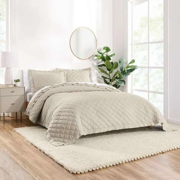 Gap Home Washed Frayed Edge Organic Cotton Quilt, King, Khaki - Walmart.com | Walmart (US)